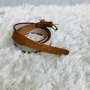 Leather Twill Belt Natural Burgundy Sz 32 36" total length